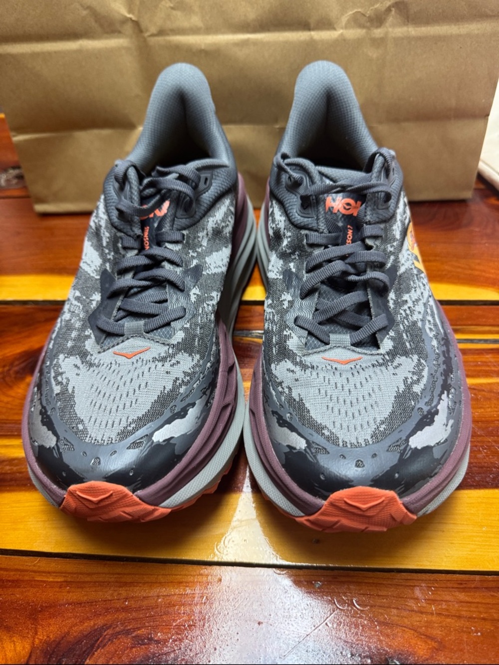 Hoka Stinson 7 Men's Gray and Orange Sneakers Worn Once No Box